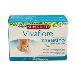 SUPERDIET Vivaflore Transito 100 Capsulas Complemento Alimenticio Plantas Psilio Romero Achicoria Malvavisco Fermentos Digestivo