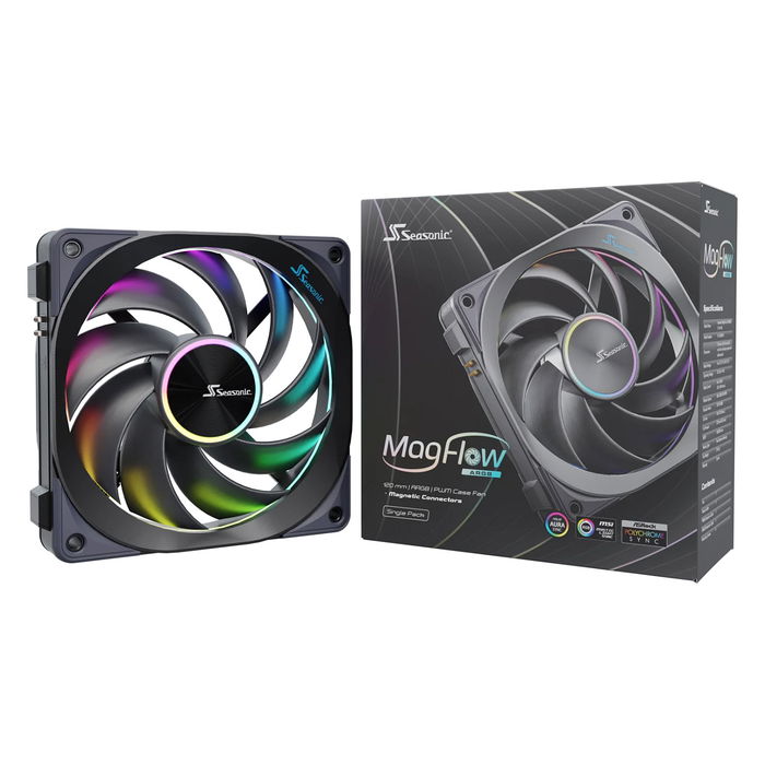 Sea Sonic MagFlow 1225PWM ARGB 120mm Ventilador Kit 1 Fan, PC Sea Sonic MagFlow 1225PWM ARGB 120mm Ventilador Kit 1 Fan, PC