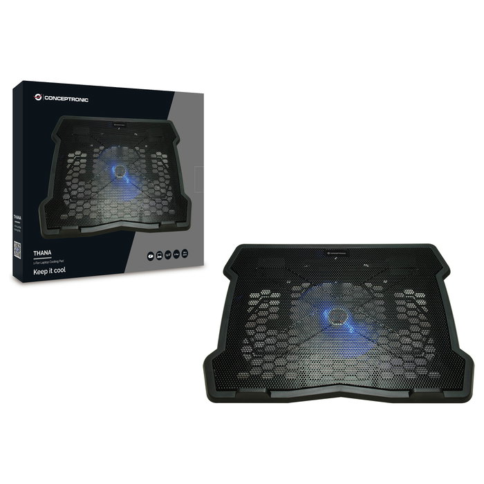 Conceptronic THANA05B Base de refrigeración para portátil con ventilador de 12,5 cm, Negro Conceptronic THANA05B Base de refrigeración para portátil con ventilador de 12,5 cm, Negro