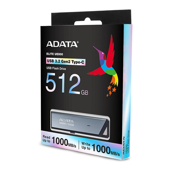 ADATA UE800 512 GB USB-C 3.2 (10 Gbit/s) Aluminio Cepillado Plata