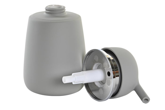 DKD Home Decor Dosificador de Gres Gomoso Gris Claro y Plateado DKD Home Decor Dosificador de Gres Gomoso Gris Claro y Plateado
