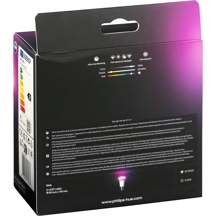 Philips Hue White & Color Ambiance A60 E27 Pack de 2