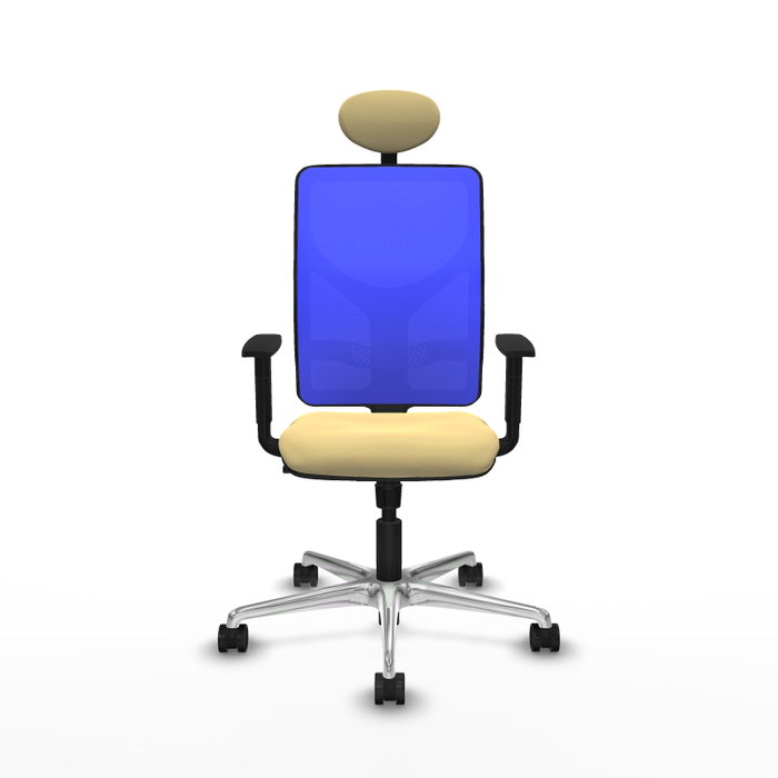 PIQUERAS Y CRESPO Silla de oficina Motilla con mecanismo Sincro, Crema y Azul