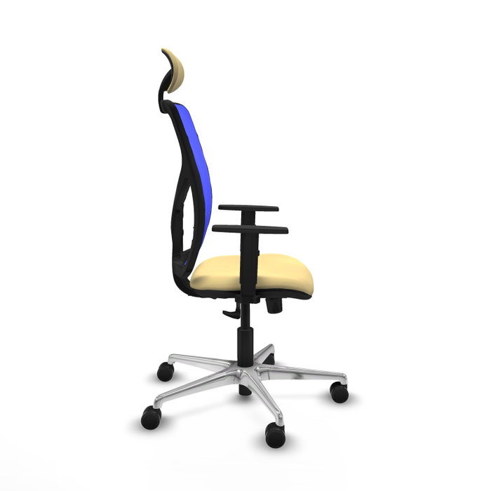 PIQUERAS Y CRESPO Silla de oficina Motilla con mecanismo Sincro, Crema y Azul