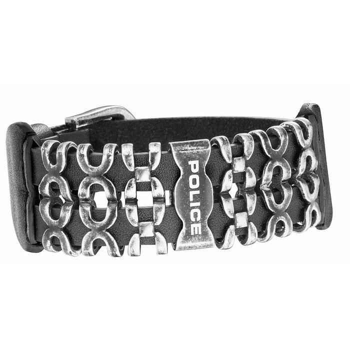 Police PJ26145BLE.03 Pulsera de Cuero Negra para Hombre