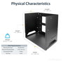 StarTech.com Rack de Pared Abierto 8U 2 Columnas con Estante Integrado Profundidad Ajustable 30,5-45,7 cm Negro