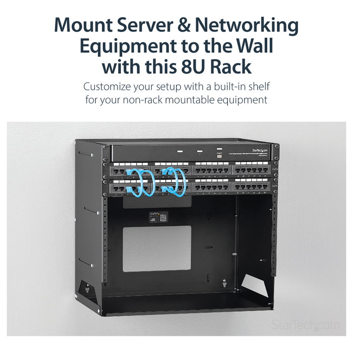 StarTech.com Rack de Pared Abierto 8U 2 Columnas con Estante Integrado Profundidad Ajustable 30,5-45,7 cm Negro StarTech.com Rack de Pared Abierto 8U 2 Columnas con Estante Integrado Profundidad Ajustable 30,5-45,7 cm Negro