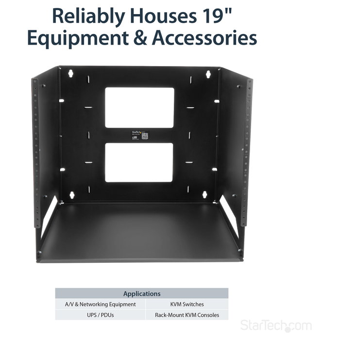 StarTech.com Rack de Pared Abierto 8U 2 Columnas con Estante Integrado Profundidad Ajustable 30,5-45,7 cm Negro StarTech.com Rack de Pared Abierto 8U 2 Columnas con Estante Integrado Profundidad Ajustable 30,5-45,7 cm Negro