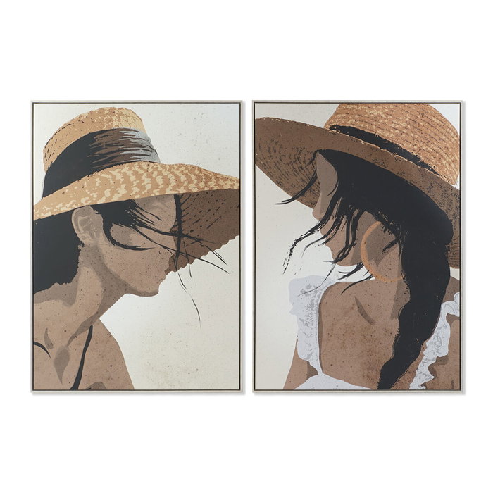 DKD Home Decor Cuadro Chica Sombrero (Pack de 2) de 104x143,5 cm