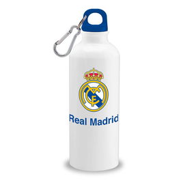 Real Madrid Cantimplora de Aluminio con Mosquetón, 500 ml - Botella de Agua Deportiva