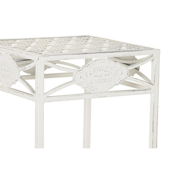 DKD Home Decor Mesita Auxiliar Terraza Y Jardin Blanco Metal Set de 3 30 x 70 x 30 cm