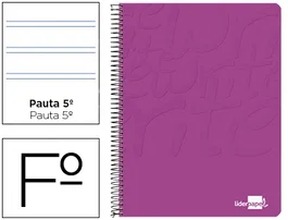 Liderpapel Cuaderno Espiral Folio 80 Hojas Pauta 2,5 mm Rosa