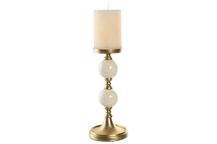 DKD Home Decor Candelabro Moderno Dorado Blanco Aluminio 15 x 33 x 15 cm DKD Home Decor Candelabro Moderno Dorado Blanco Aluminio 15 x 33 x 15 cm