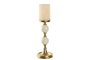 DKD Home Decor Candelabro Moderno Dorado Blanco Aluminio 15 x 33 x 15 cm