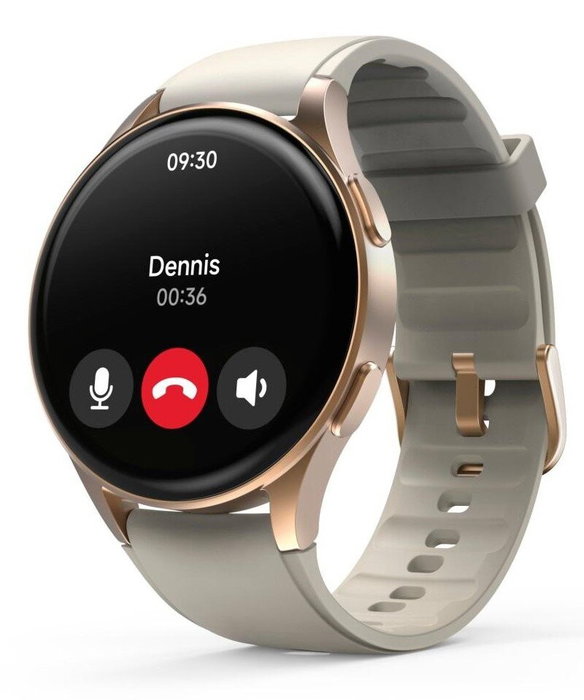 Hama 8900 Smartwatch Caja de Acero Dorada Pulsera de Silicona Beige Amoled GPS