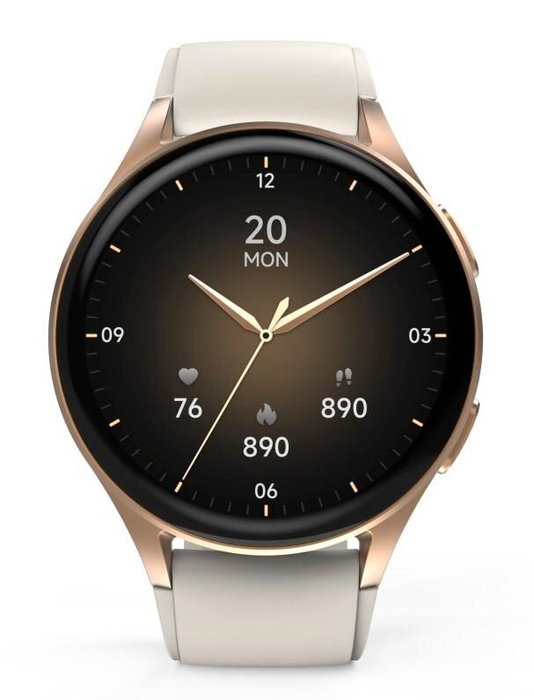 Hama 8900 Smartwatch Caja de Acero Dorada Pulsera de Silicona Beige Amoled GPS