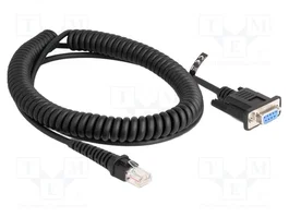 DeLOCK Cable en espiral RJ50 macho a D-Sub 9 hembra 1,5 m negro