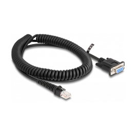 DeLOCK Cable RJ50 macho a D-Sub 9 hembra en espiral, 1,5 m, negro