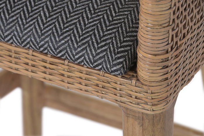 DKD Home Decor Taburete Gris Marrón 52x51x100 cm Mindi Ratan 75 cm Asiento