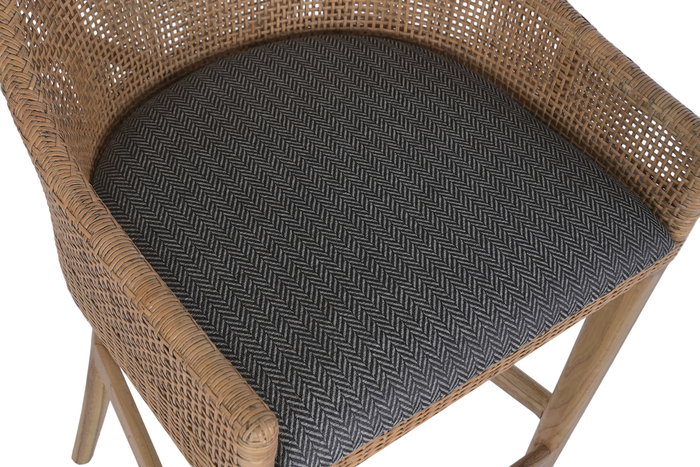 DKD Home Decor Taburete Gris Marrón 52x51x100 cm Mindi Ratan 75 cm Asiento