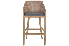 DKD Home Decor Taburete Gris Marrón 52x51x100 cm Mindi Ratan 75 cm Asiento