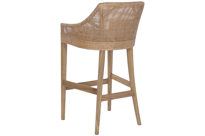 DKD Home Decor Taburete Gris Marrón 52x51x100 cm Mindi Ratan 75 cm Asiento