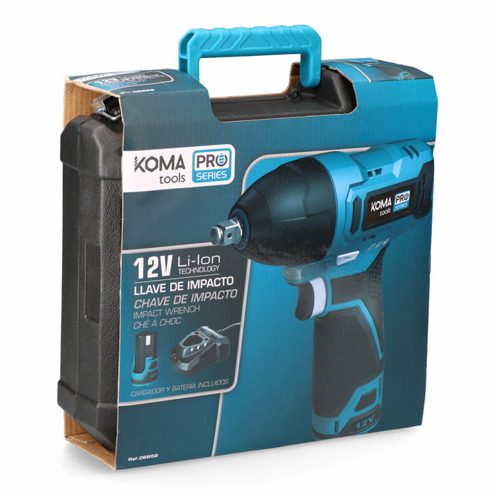 Koma Tools Kit llave de impacto 12V con batería y cargador 12v-im-k, 3/8 pulg.