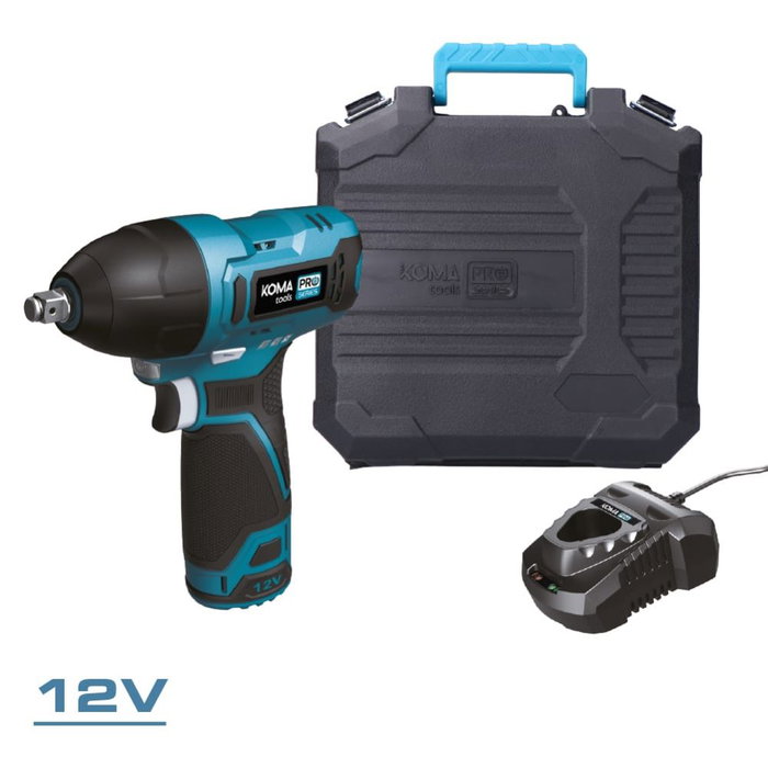 Koma Tools 12v-im-k Kit Llave de Impacto 12V Pro Series, Maletín, Batería 2.0Ah, Cargador 50W, USB-C, 120Nm, 2700RPM, Portallaves 3/8 Koma Tools 12v-im-k Kit Llave de Impacto 12V Pro Series, Maletín, Batería 2.0Ah, Cargador 50W, USB-C, 120Nm, 2700RPM, Portallaves 3/8