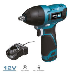Koma Tools 12v-im-k Kit Llave de Impacto 12V Pro Series, Maletín, Batería 2.0Ah, Cargador 50W, USB-C, 120Nm, 2700RPM, Portallaves 3/8