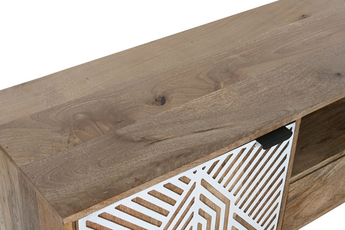 DKD Home Decor Mueble TV Blanco Natural Mango 160 x 41 x 55 cm