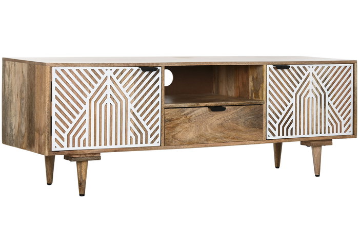 DKD Home Decor Mueble TV Blanco Natural Mango 160 x 41 x 55 cm