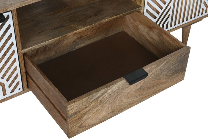 DKD Home Decor Mueble TV Blanco Natural Mango 160 x 41 x 55 cm