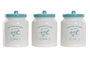 DKD Home Decor Set de 3 Botes de Dolomite Coffee Blanco