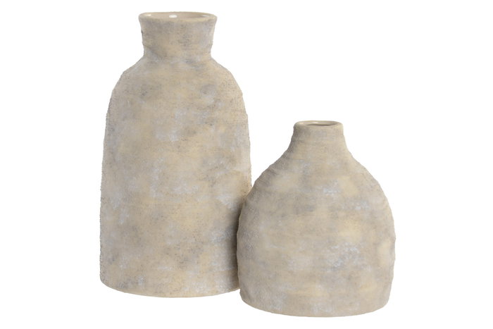 DKD Home Decor Jarrón de Gres Beige con Acabado Desgastado DKD Home Decor Jarrón de Gres Beige con Acabado Desgastado