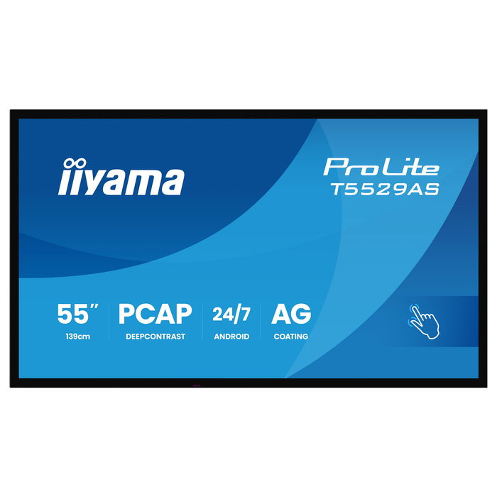 Iiyama Pantalla Táctil PCAP DS T5529AS 55 Pulgadas 139 cm 4K UHD 3840x2160, 2x HDMI, USB, USB-C, 24/7