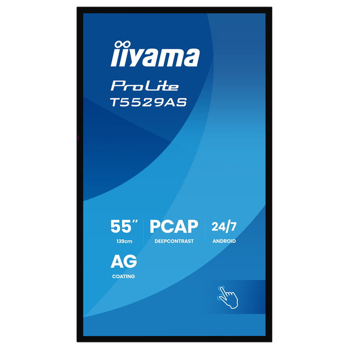 Iiyama Pantalla Táctil PCAP DS T5529AS 55 Pulgadas 139 cm 4K UHD 3840x2160, 2x HDMI, USB, USB-C, 24/7