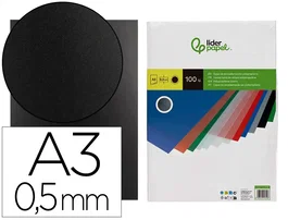 Liderpapel Tapa Encuadernacion Polipropileno A3 0.5 mm Negro Opaco Paquete 100 Unidades