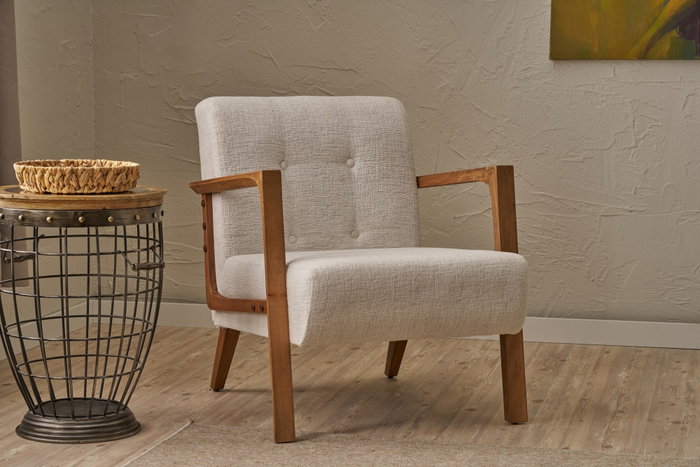 Atelier Del Sofa Sillón Orejero Cream v2, Chenilla, Ancho 69 cm x Alto 80 cm x Profundo 83 cm, Estructura Madera Haya, Cómodo, Elegante