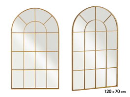 Giftdecor Espejo Ventanal Curvado Oro 120 x 70 cm