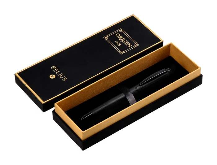 Belius Origen 1995 Roller Aluminio Textura Cepillada Color Negro Tinta Negra 0.7 mm Caja Diseño