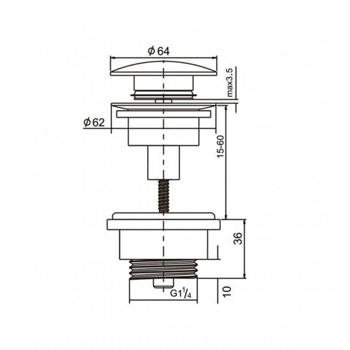 Prhie Válvula Click-Clack Latón Cromado con Tornillo Universal Prhie Válvula Click-Clack Latón Cromado con Tornillo Universal