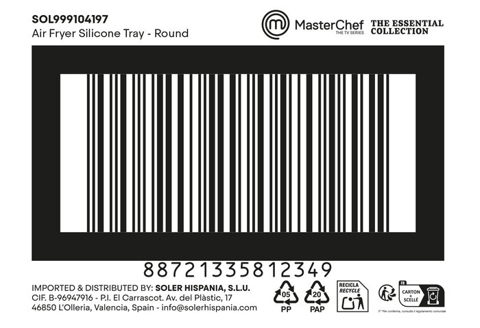 Inde Molde Redondo de Silicona para Freidora de Aire, 19.7 cm x 2.6 cm x 19.7 cm (12 Unidades)