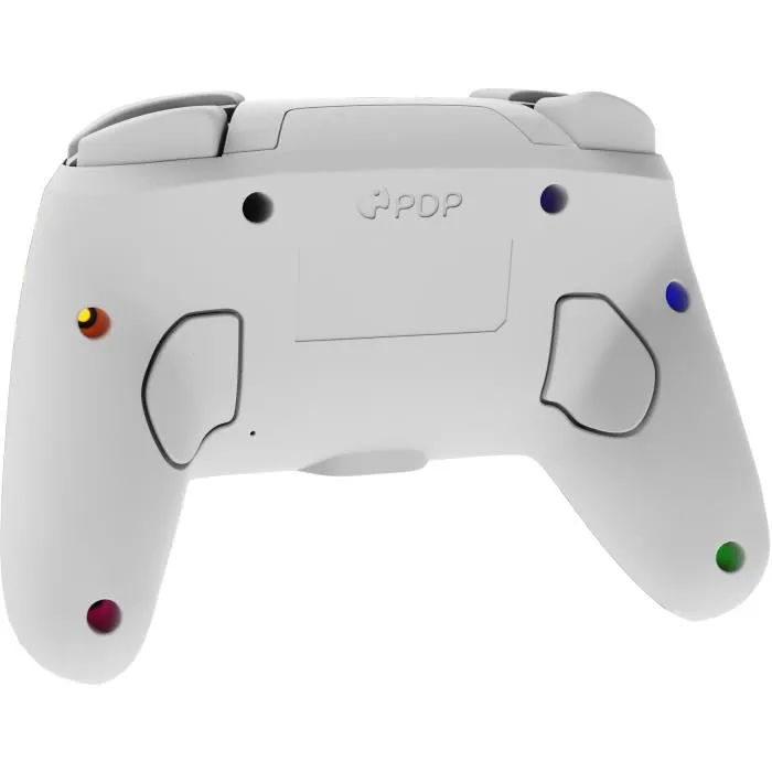 PDP Controller Afterglow Wave Inalámbrico para Nintendo Switch/Nintendo Switch OLED - Joystick Analógico, Retroiluminación LED Multicolor, 40h Batería, Blanco