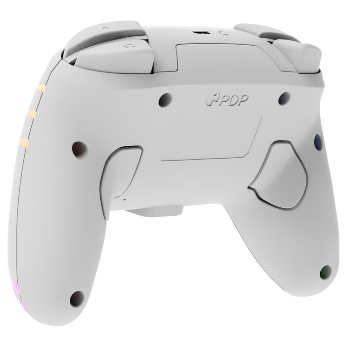 PDP Controller Afterglow Wave Inalámbrico para Nintendo Switch/Nintendo Switch OLED - Joystick Analógico, Retroiluminación LED Multicolor, 40h Batería, Blanco