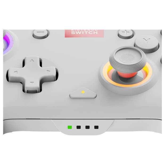 PDP Controller Afterglow Wave Inalámbrico para Nintendo Switch/Nintendo Switch OLED - Joystick Analógico, Retroiluminación LED Multicolor, 40h Batería, Blanco