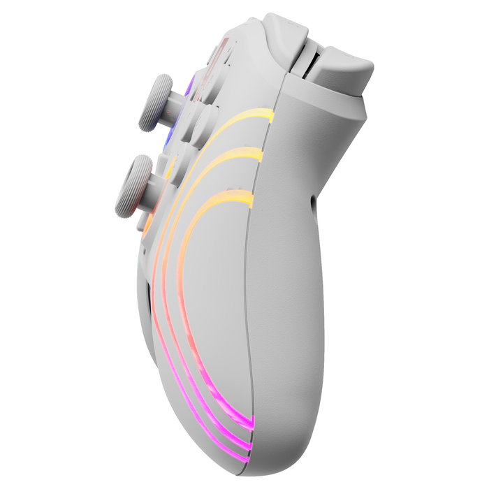 PDP Controller Afterglow Wave Inalámbrico para Nintendo Switch/Nintendo Switch OLED - Joystick Analógico, Retroiluminación LED Multicolor, 40h Batería, Blanco