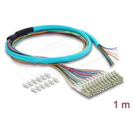 DeLOCK 91054 Cable de fibra óptica LWL Pigtail Fanout 12 x LC-UPC a 12 x extremos abiertos 1 m