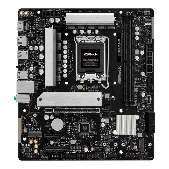 ASRock B860M-X (B860) Placa Base mATX - Intel LGA 1851 para Core Ultra Serie 2, DDR5 (128 GB, 9066 MHz), 2.5GbE, Realtek ALC897, M.2, SATA III, HDMI, DisplayPort ASRock B860M-X (B860) Placa Base mATX - Intel LGA 1851 para Core Ultra Serie 2, DDR5 (128 GB, 9066 MHz), 2.5GbE, Realtek ALC897, M.2, SATA III, HDMI, DisplayPort
