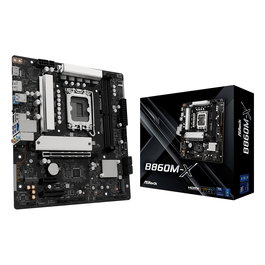 ASRock B860M-X (B860) Placa Base mATX - Intel LGA 1851 para Core Ultra Serie 2, DDR5 (128 GB, 9066 MHz), 2.5GbE, Realtek ALC897, M.2, SATA III, HDMI, DisplayPort