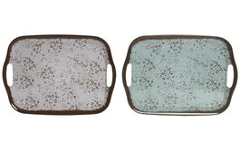 DKD Home Decor Bandeja de Melamina Melamina 2024 Azul y Blanco 36,4x26,2x2 cm, Pack de 6 unidades surtidas